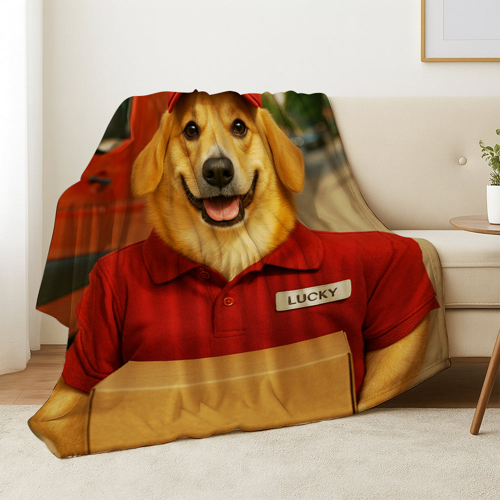 Custom Photo Courier Delivery BlanketGift For Dog Lovers
