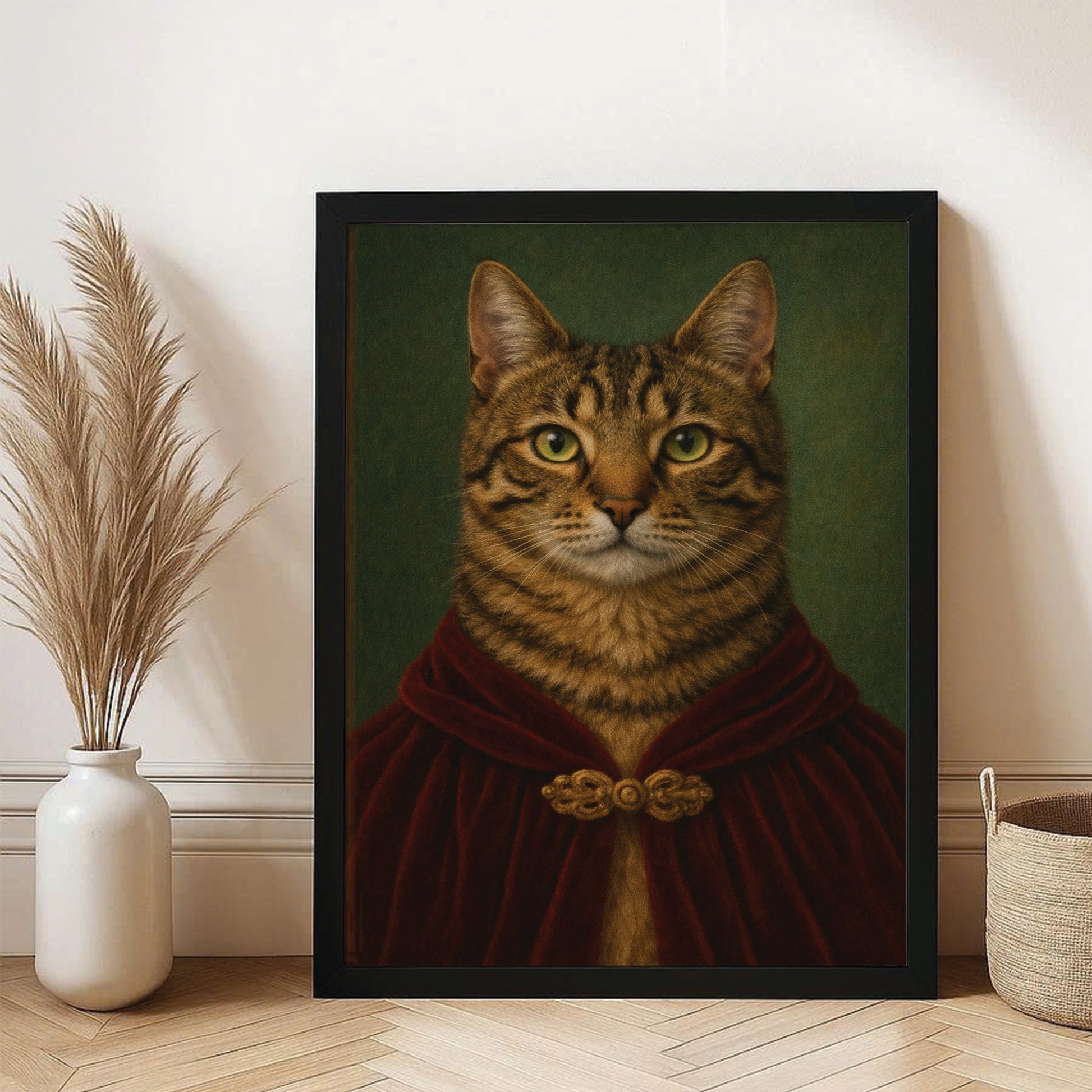 Custom Photo Cat Royal Style 08 Canvas Framed Wall Art Gift For Cat Lovers