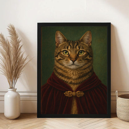 Custom Photo Cat Royal Style 08 Canvas Framed Wall Art Gift For Cat Lovers