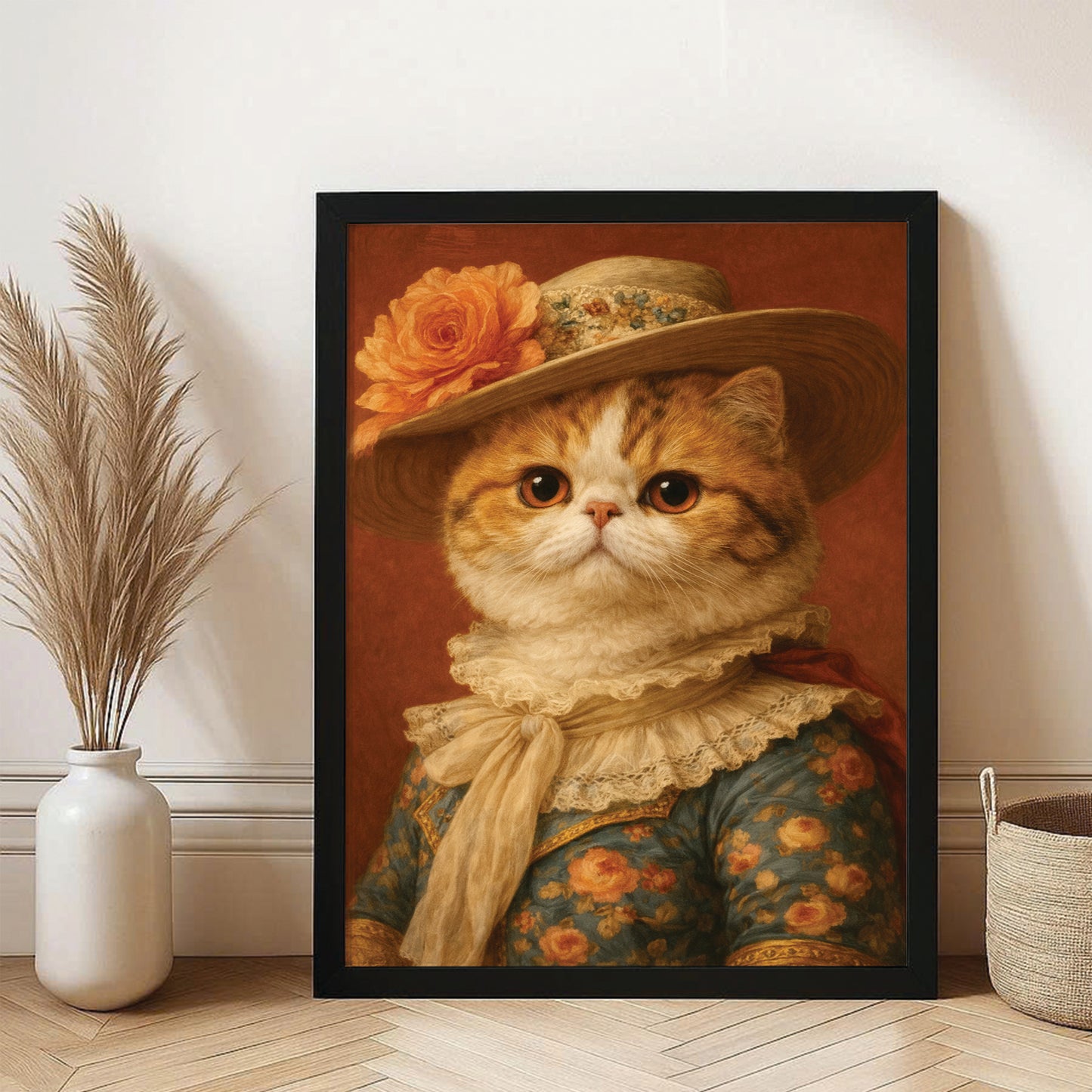Custom Photo Cat Royal Style 05 Canvas Framed Wall Art Gift For Cat Lovers