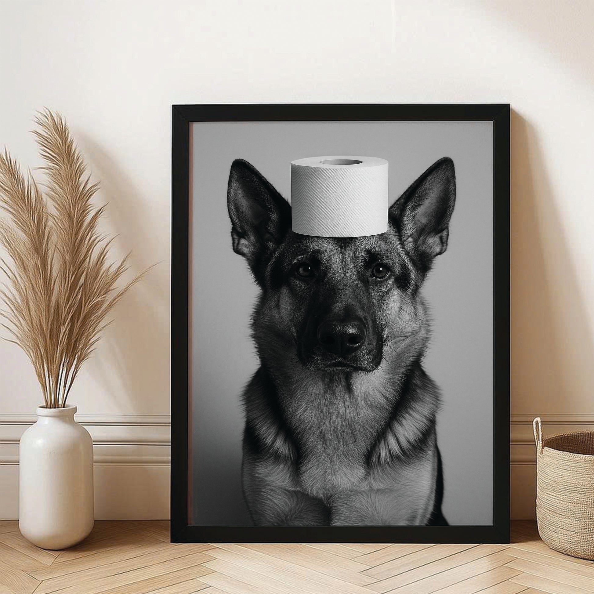 Custom Photo Dog Bathroom Style 11 Canvas Framed Wall Art Gift For Dog Lovers