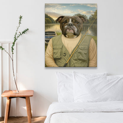 Custom Photo Fisherman Dog Canvas