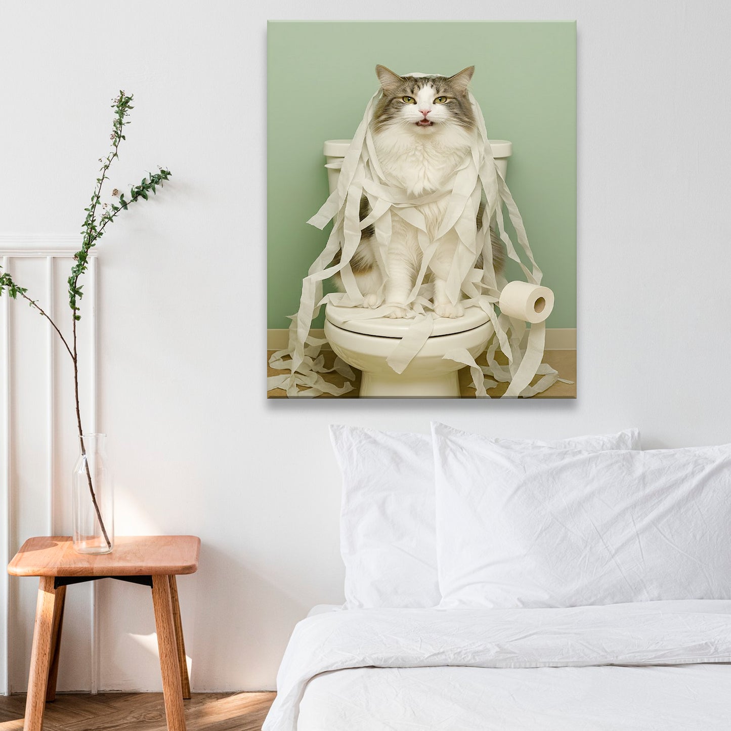 Custom Photo Cat Bathroom Style 26 Canvas Gift For Cat Lovers