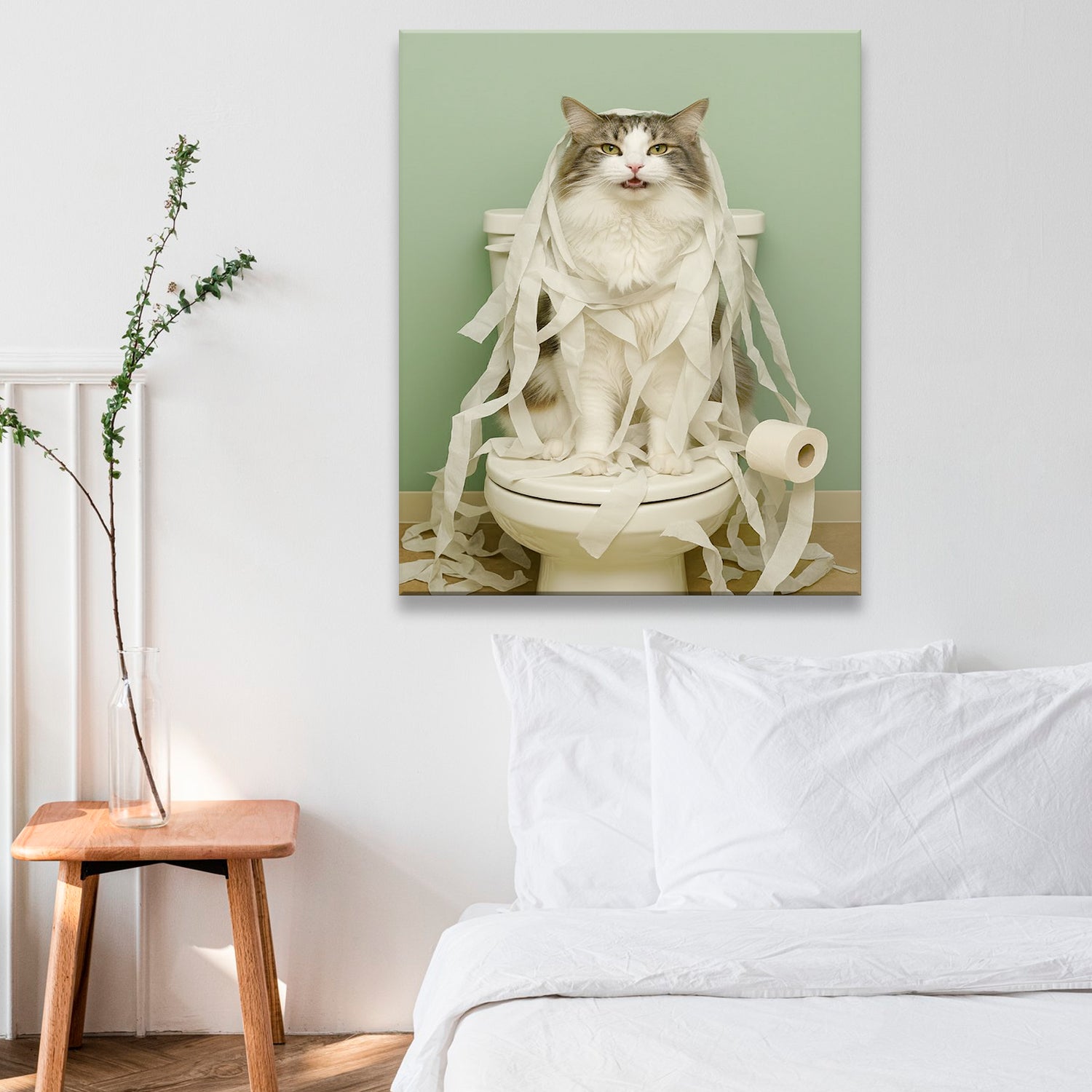 Custom Photo Cat Bathroom Style 26 Canvas Gift For Cat Lovers