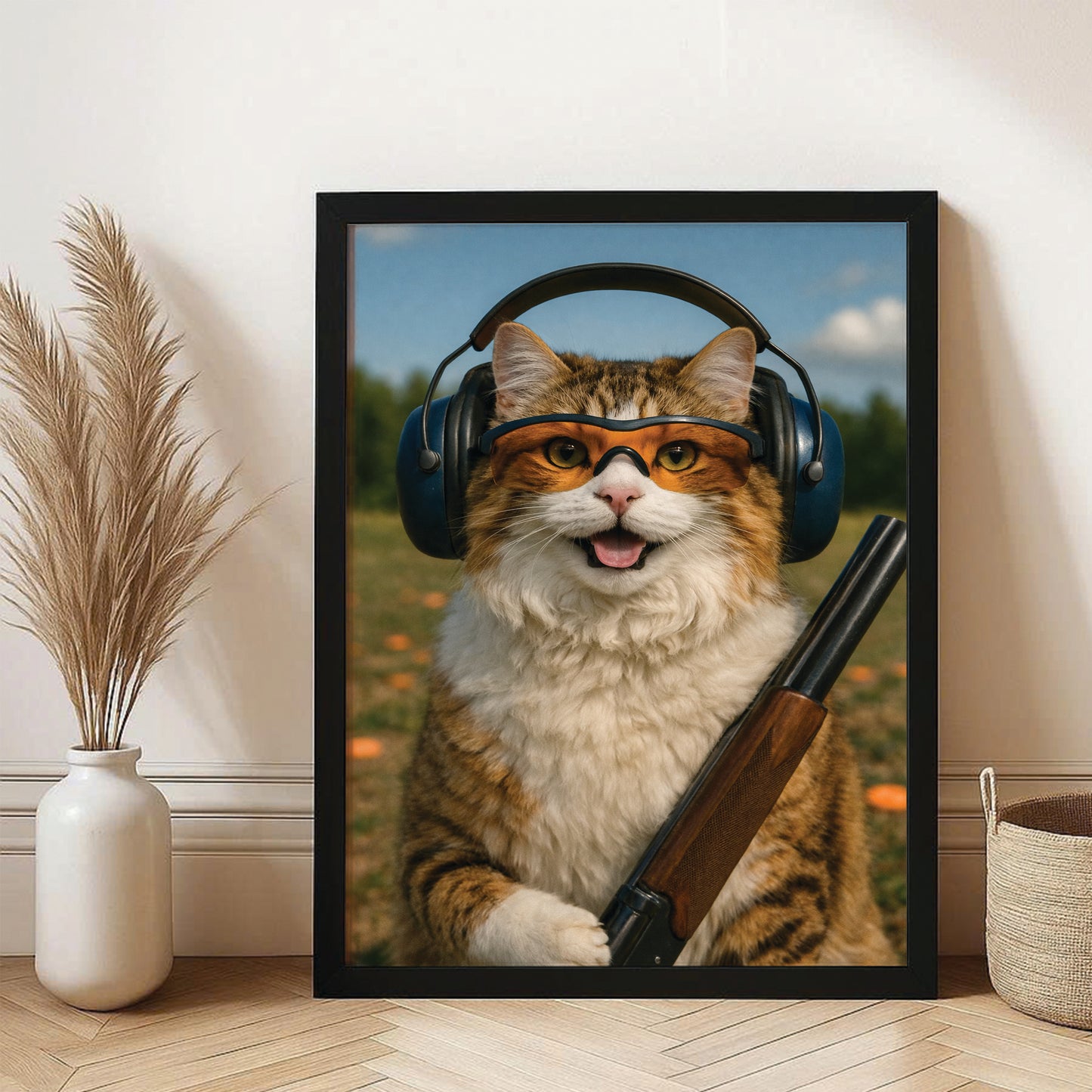 Custom Photo Lacrosse Cat Canvas Framed Wall Art  Gift For Cat Lovers