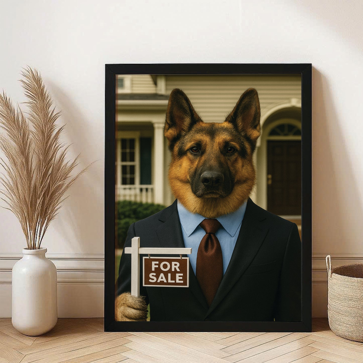 Custom Photo Realtor Dog Canvas Framed Wall Art Gift For Dog Lovers