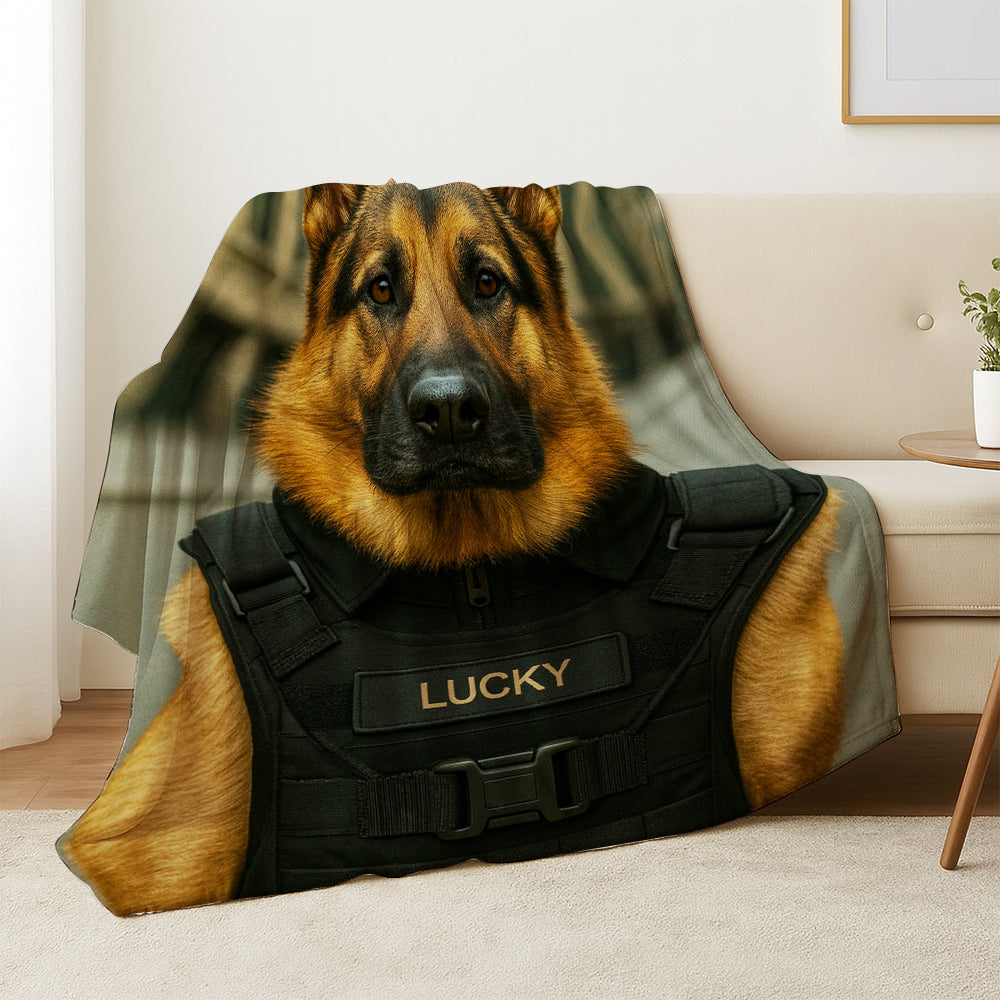 Custom Photo Tactical Dog BlanketGift For Dog Lovers