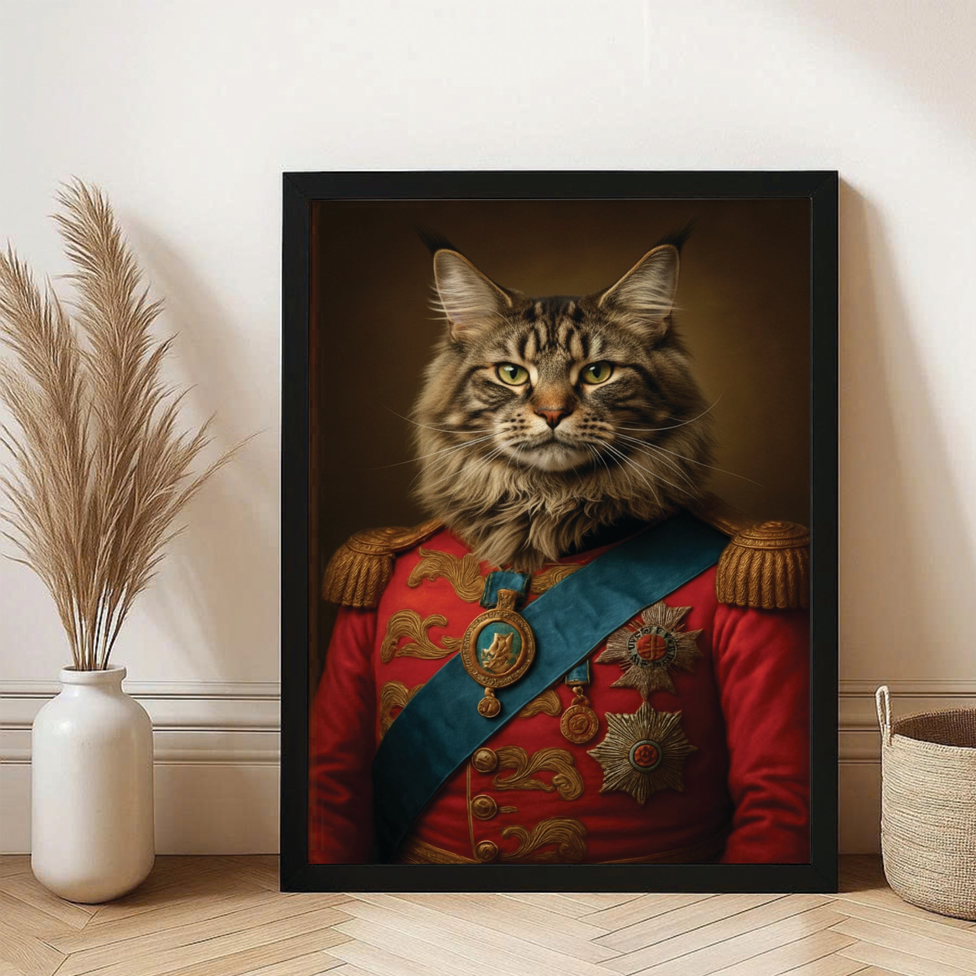 Custom Photo Royal Cat Canvas Framed Wall Art Gift For Cat Lover