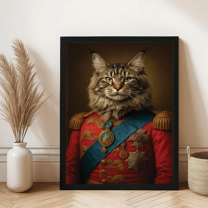 Custom Photo Royal Cat Canvas Framed Wall Art Gift For Cat Lover