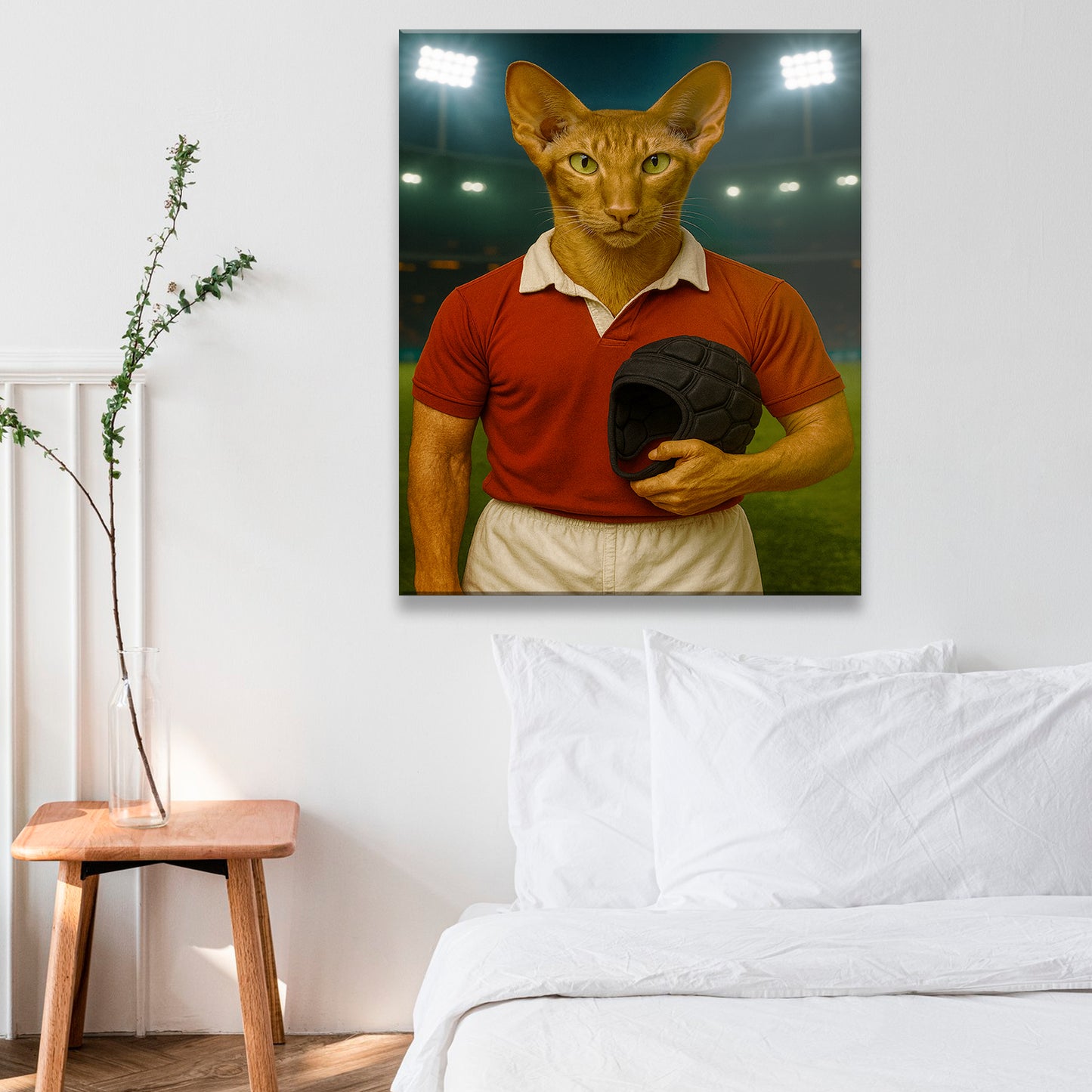 Custom Photo Rugby Player 2 Cat Canvas Gift For Cat Lovers