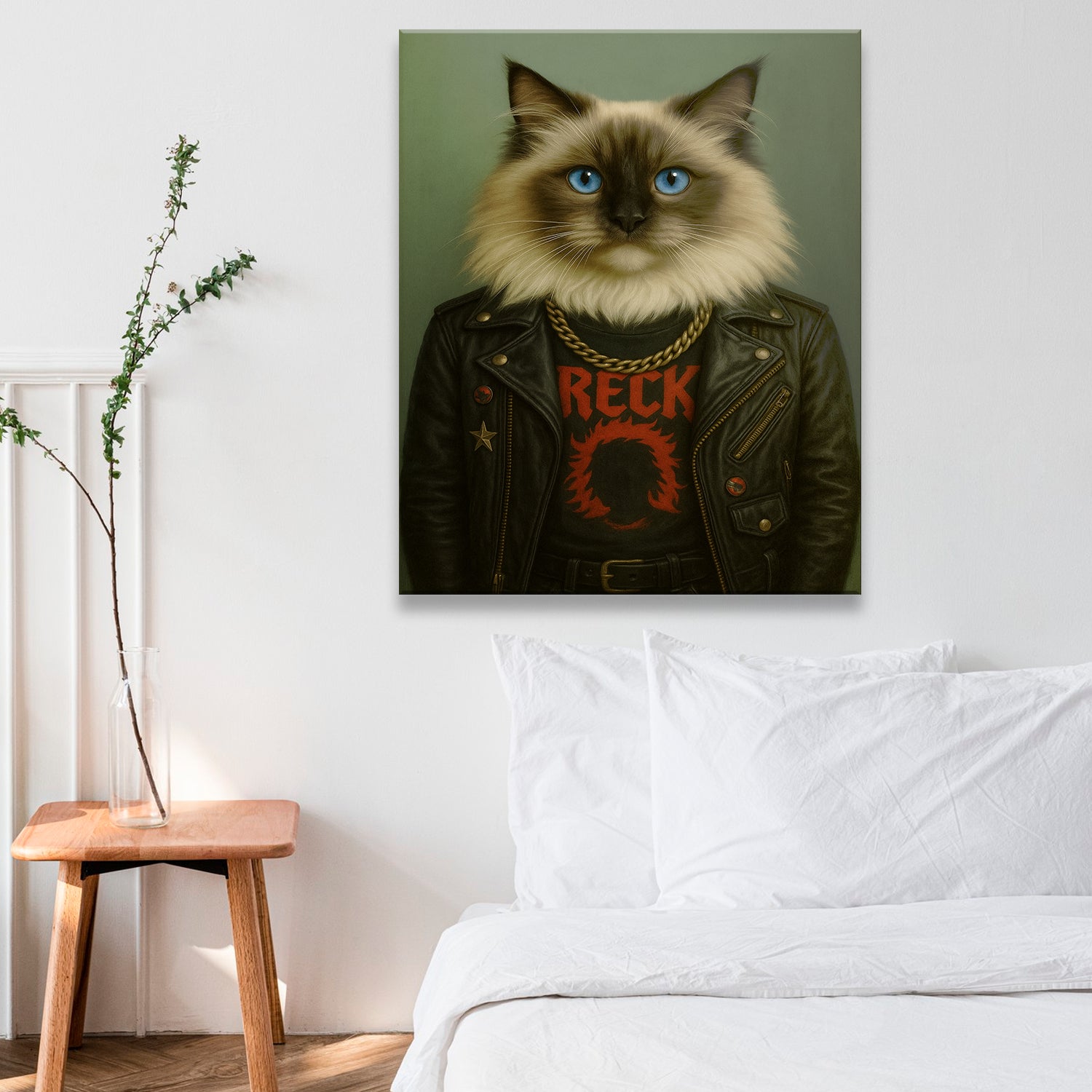Custom Photo Rock n Roll Cat Canvas _ Gift For Cat Lovers