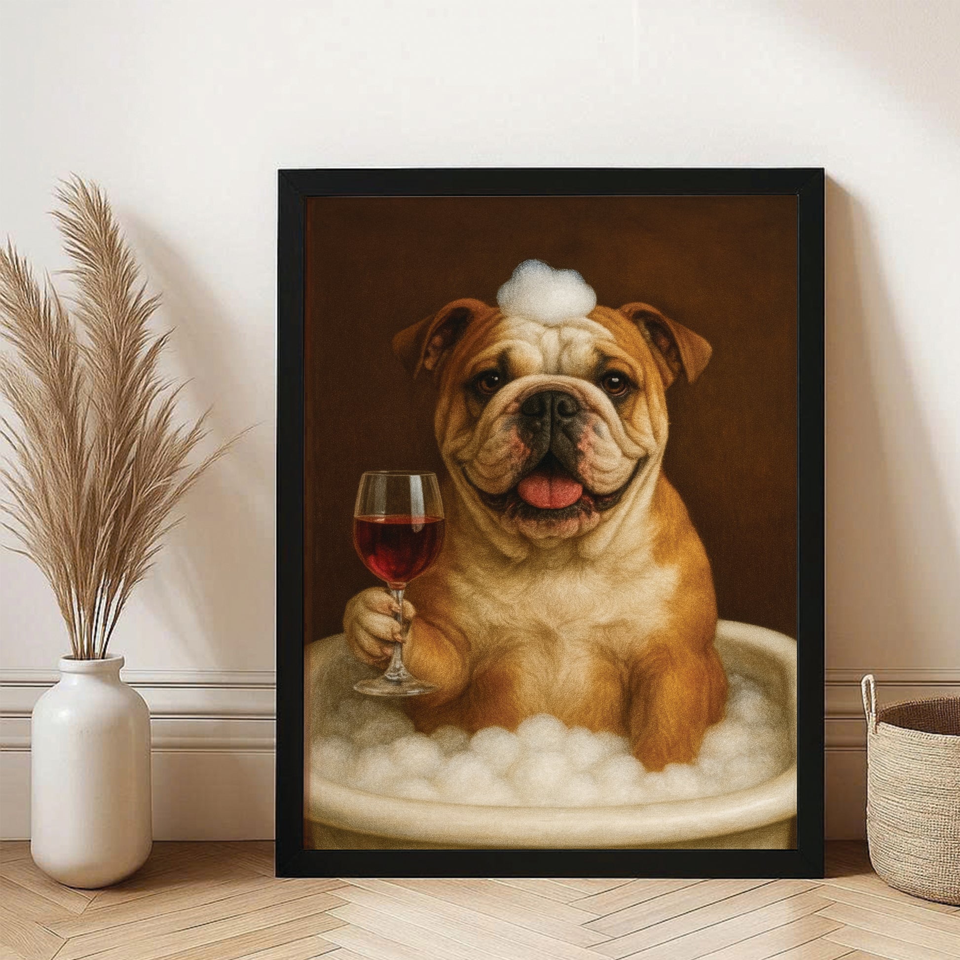 Custom Photo Dog Bathroom Style 27 Canvas Framed Wall Art Gift For Dog Lovers
