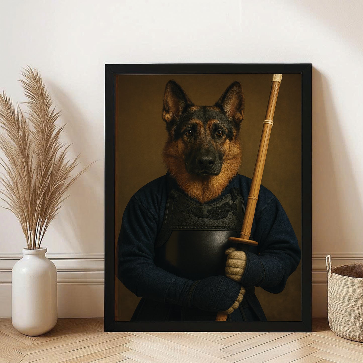 Custom Photo Kendo Dog Canvas Framed Wall Art Gift For Dog Lovers
