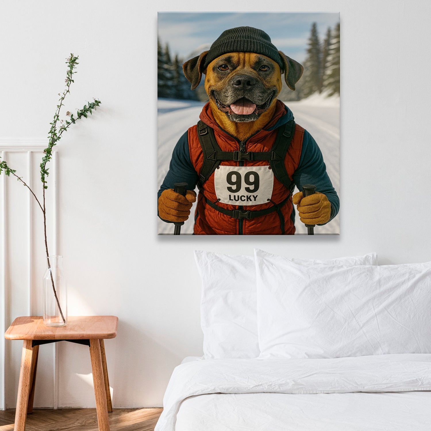Custom Photo Cross Country Ski Dog Canvas Gift For Dog Lovers