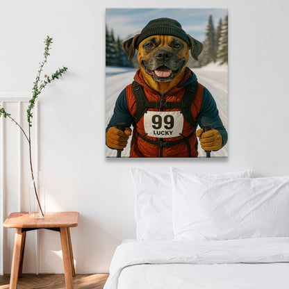 Custom Photo Cross Country Ski Dog Canvas Gift For Dog Lovers