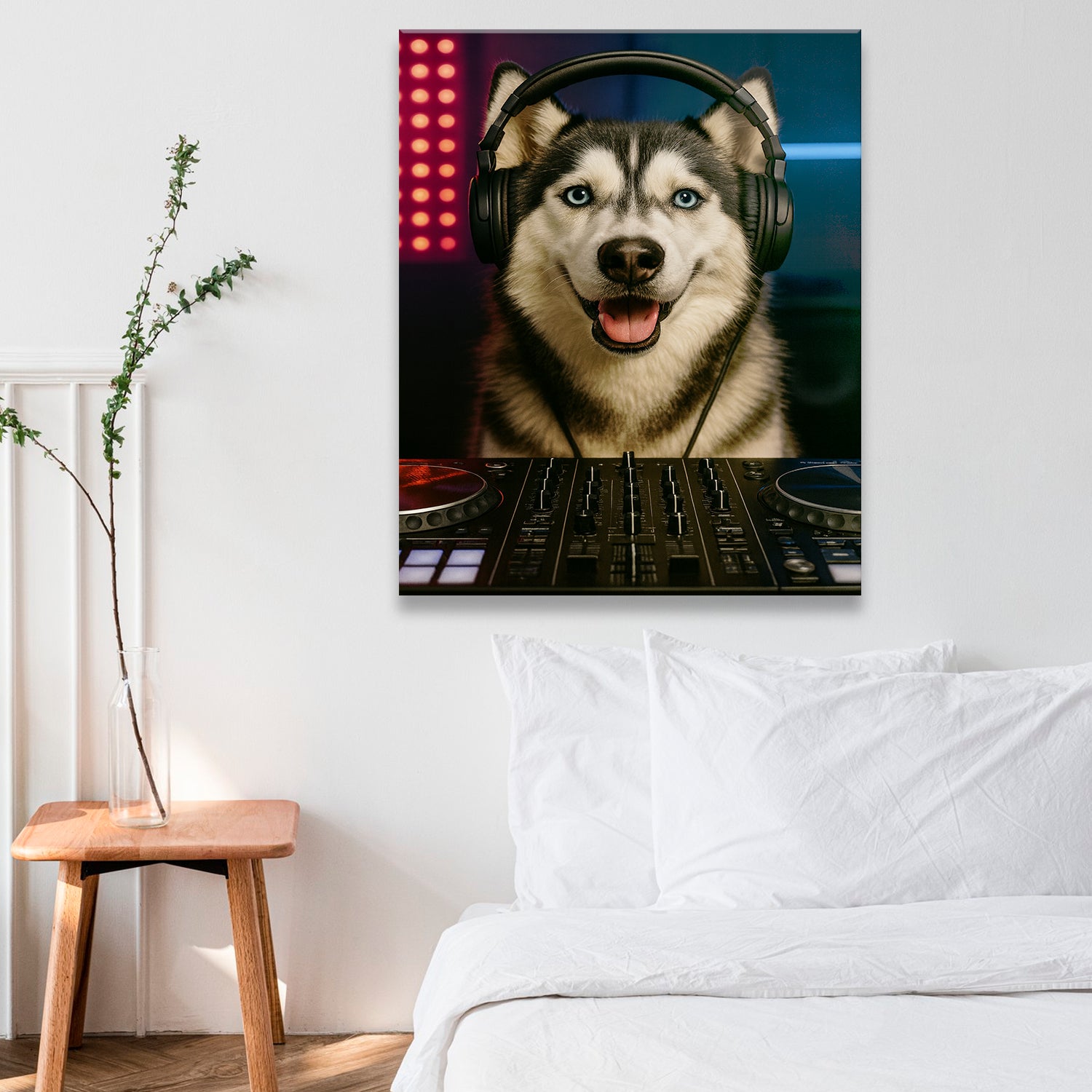 Custom Photo Dj Dog Canvas Gift For Dog Lovers
