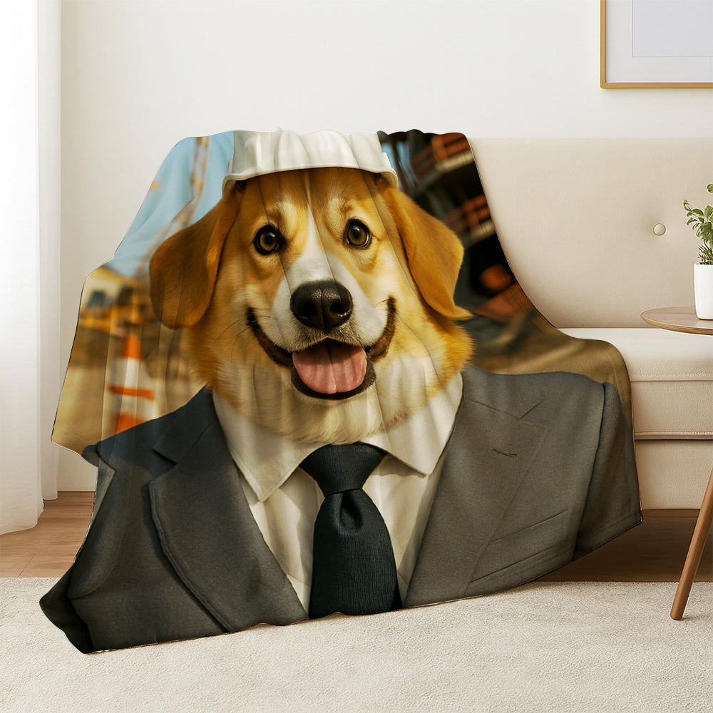 Custom Photo Engineer Construction Dog BlanketGift For Dog Lovers