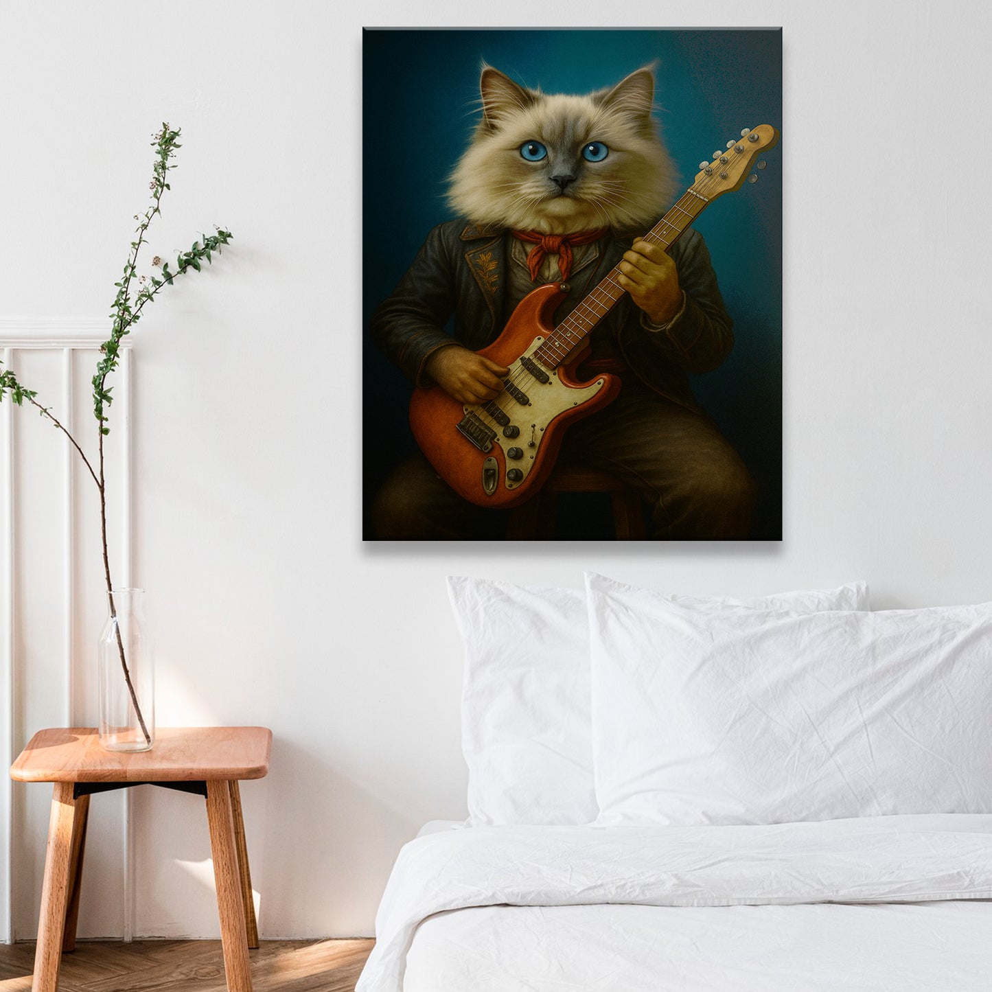 Custom Photo Cat Rock n Roll Canvas Gift For Cat Lovers