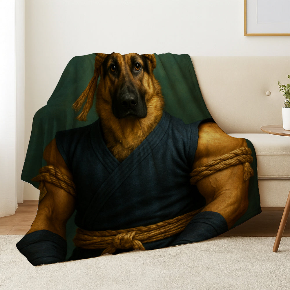 Custom Photo Fighter Warrior Art Dog BlanketGift For Dog Lovers
