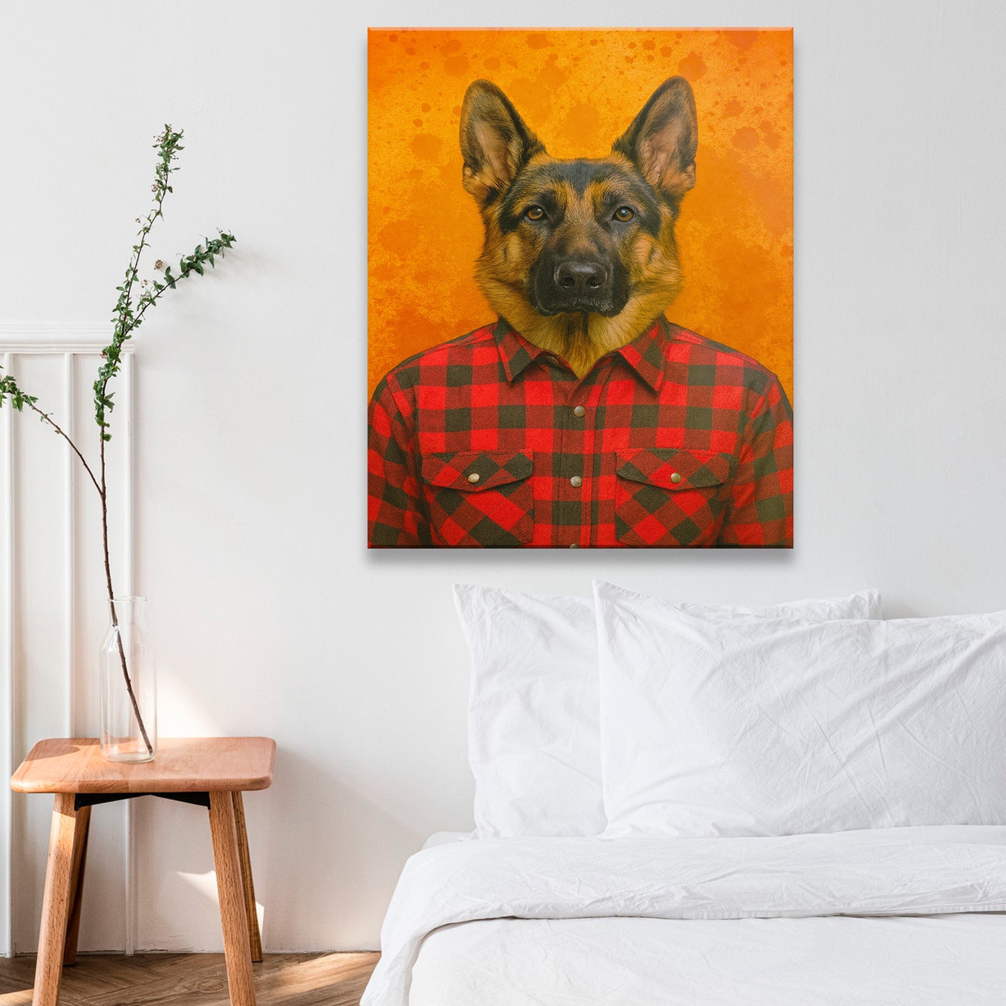 Custom Photo Dog In Red Shirt Canvas Gift For Dog Lovers