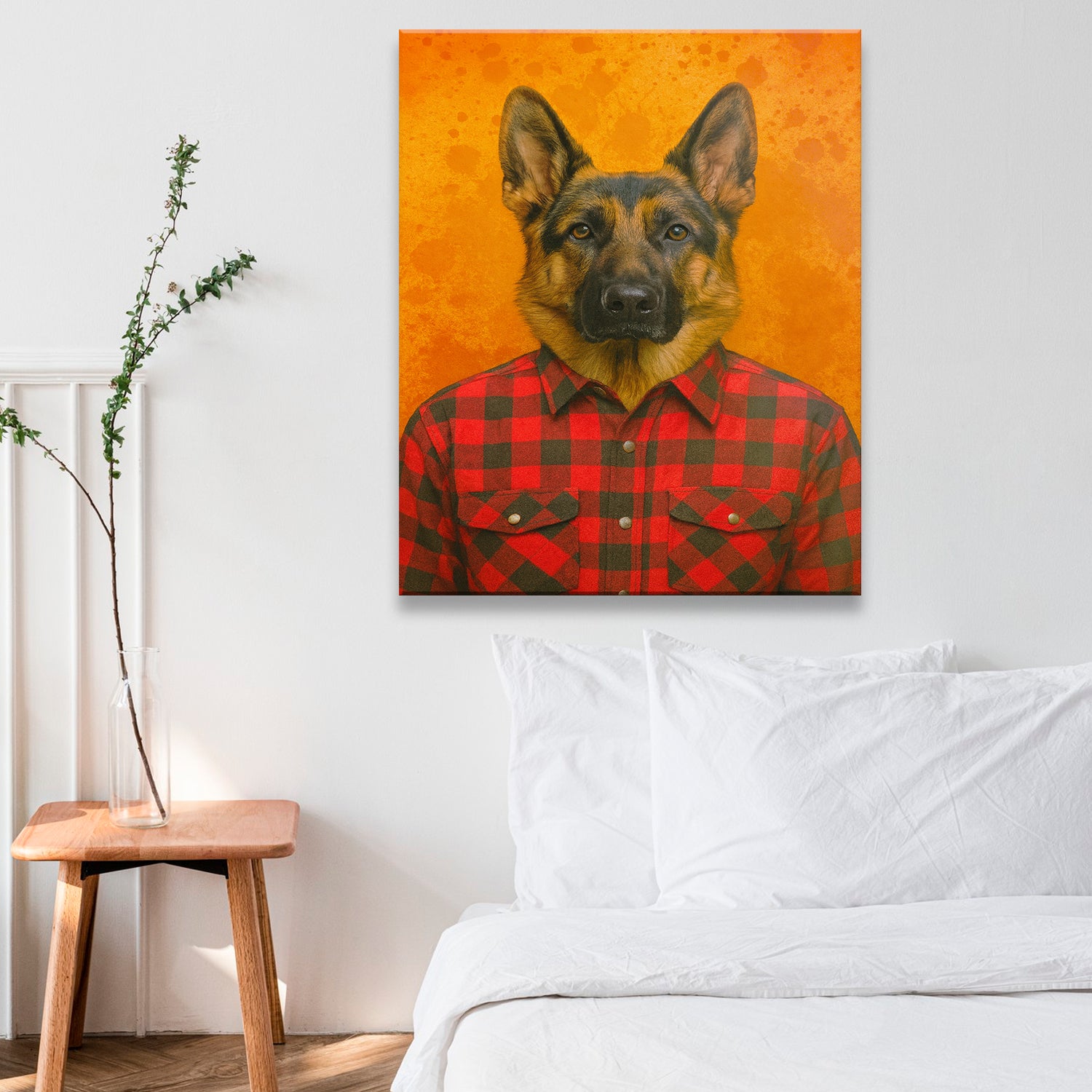 Custom Photo Dog In Red Shirt Canvas Gift For Dog Lovers