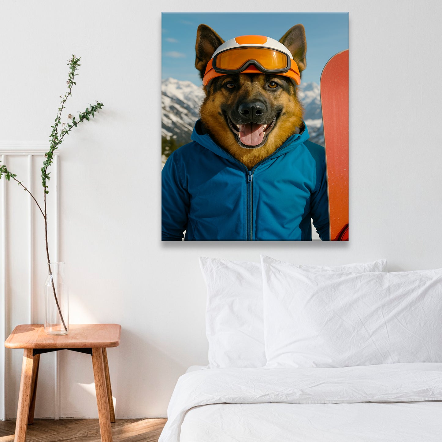 Custom Photo Snowboarder Dog Canvas Gift For Dog Lovers