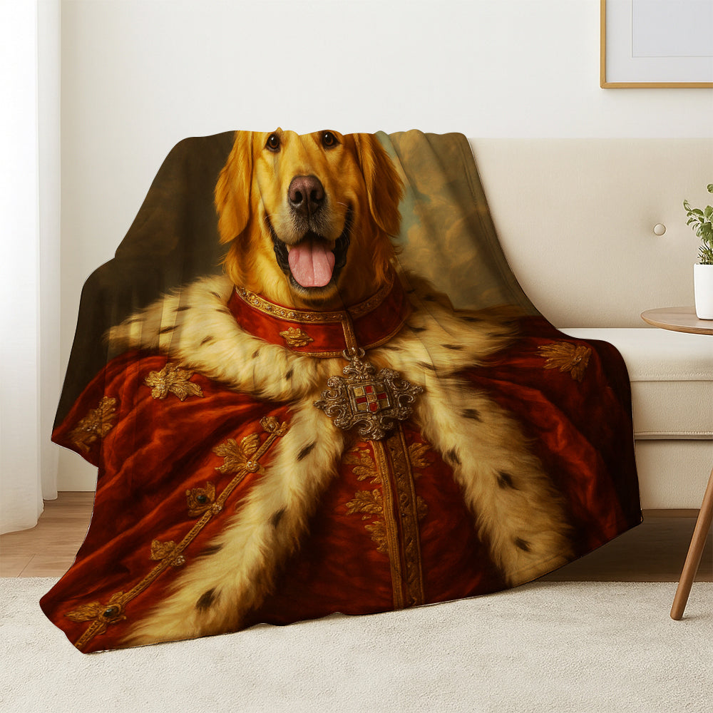 Custom Photo Dog Royal Pet King Portrait Blanket Gift For Dog Lover