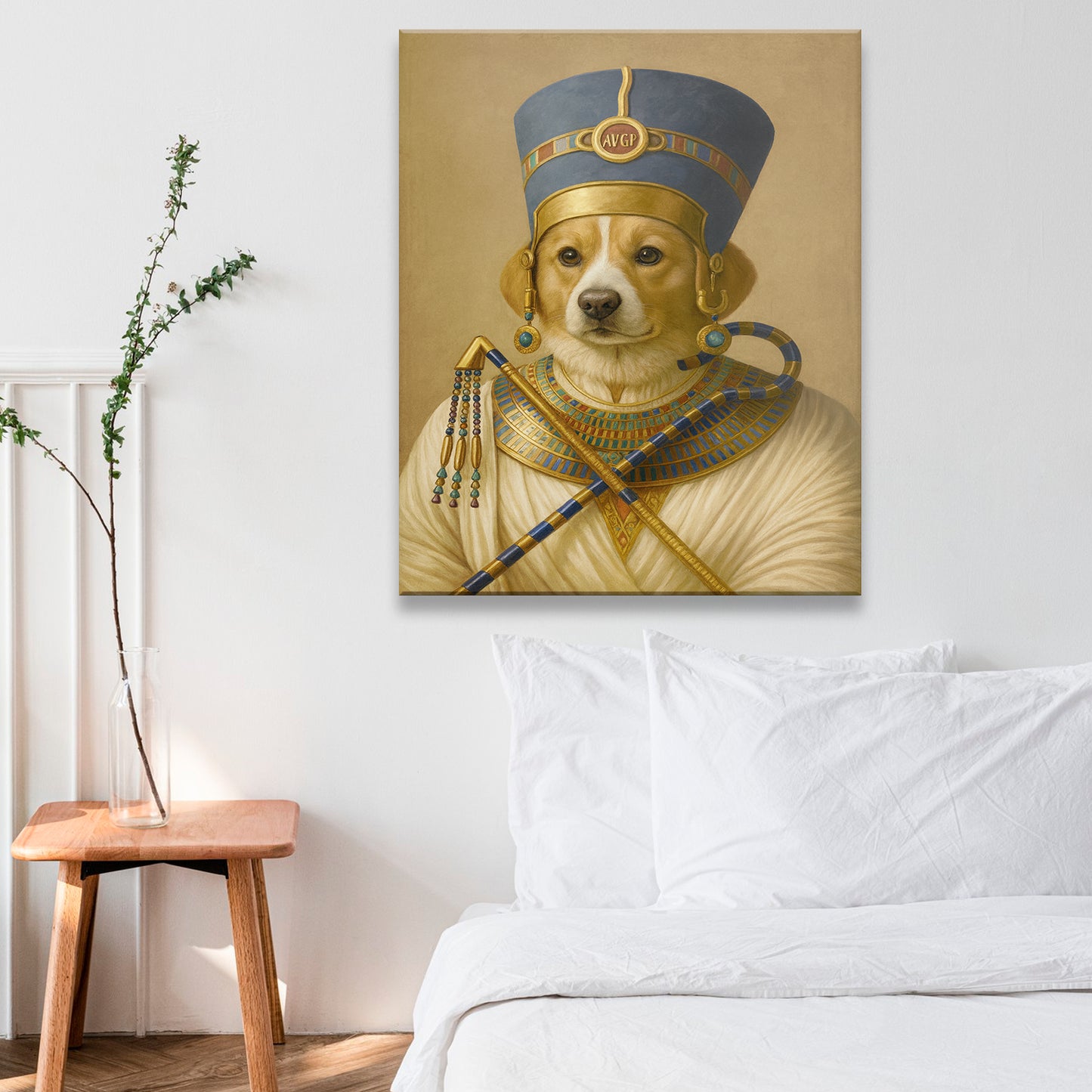 Custom Photo Egyptian Queen Dog Canvas Gift For Dog Lover