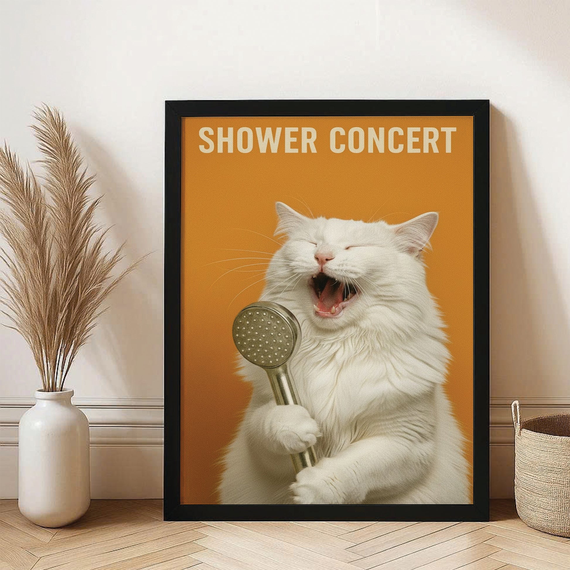 Custom Photo Cat Bathroom Style 32 Canvas Framed Wall Art Gift For Cat Lovers