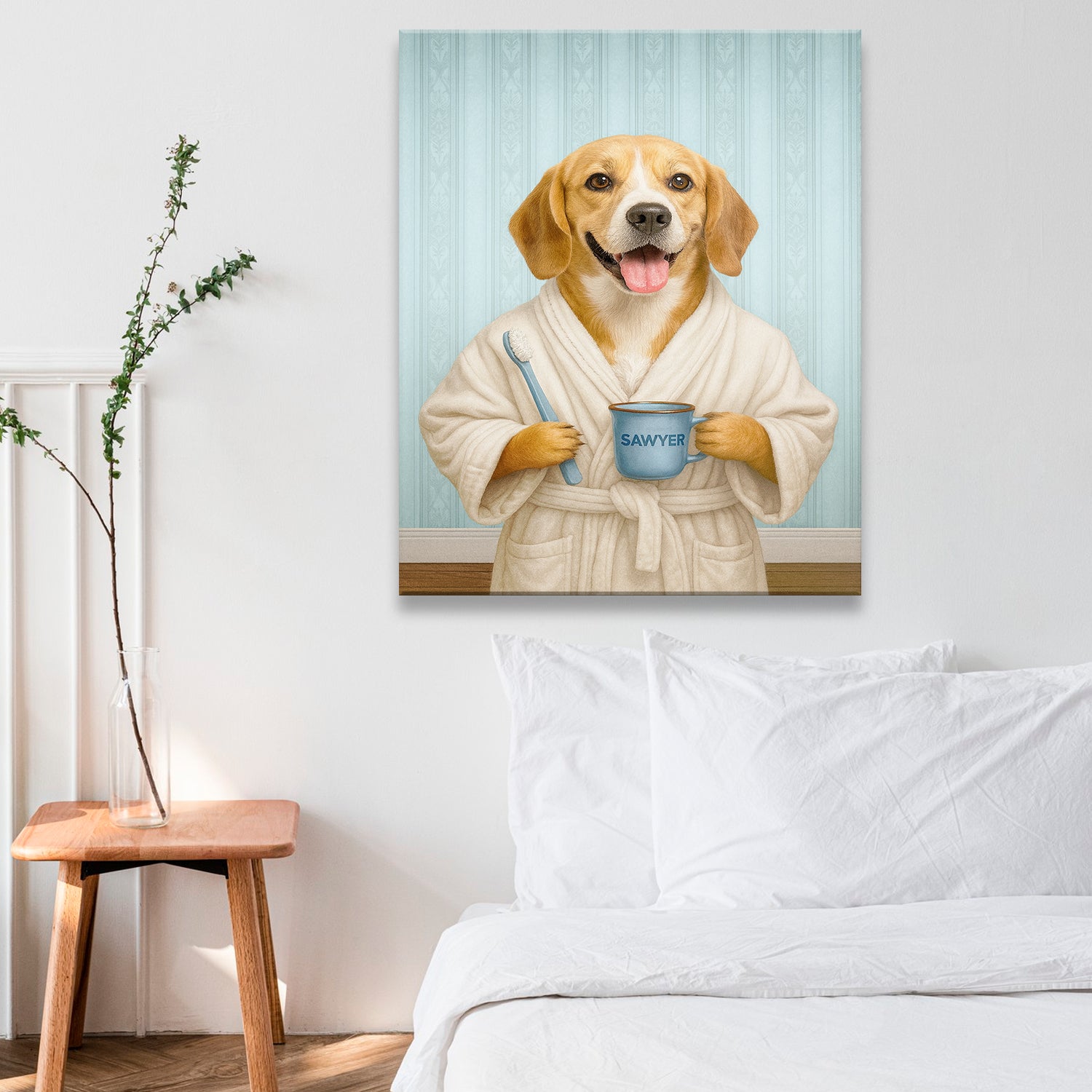 Custom Photo Dog Bathroom Canvas Dog Gifts Lovers