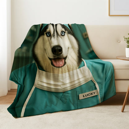 Custom Photo Surgeon Dog BlanketGift For Dog Lovers