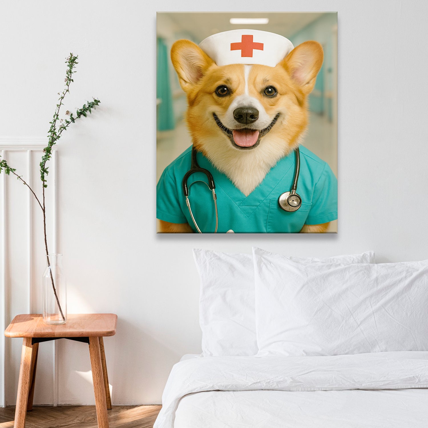 Custom Photo Nurse Dog Canvas Gift For Dog Lovers