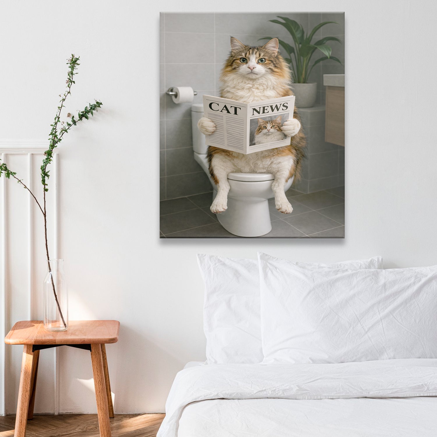 Custom Photo Cat Bathroom Style 4 Canvas Gift For Cat Lovers