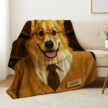 Custom Photo Librarian Book Lover Dog BlanketGift For Dog Lovers