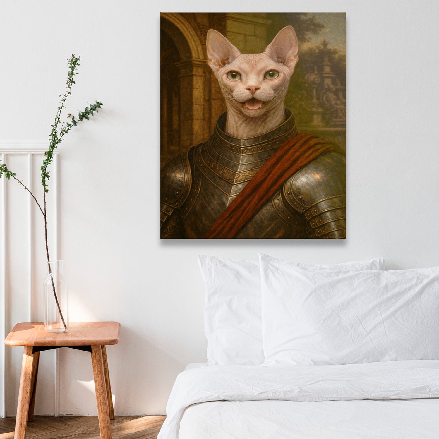 Custom Photo Cat Knight Canvas Gift For Cat Lovers