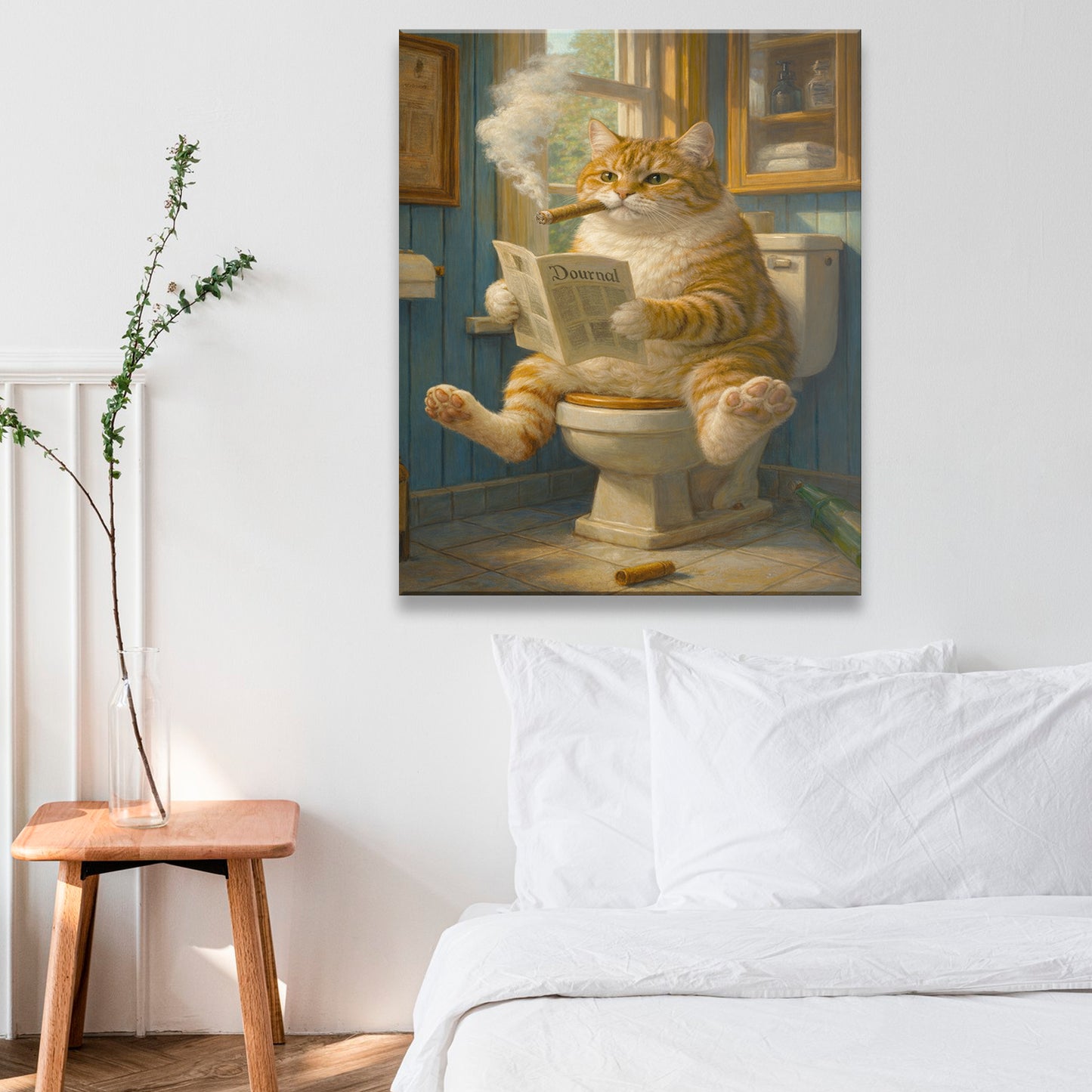 Custom Photo Cat Bathroom Style 12 Canvas Gift For Cat Lovers