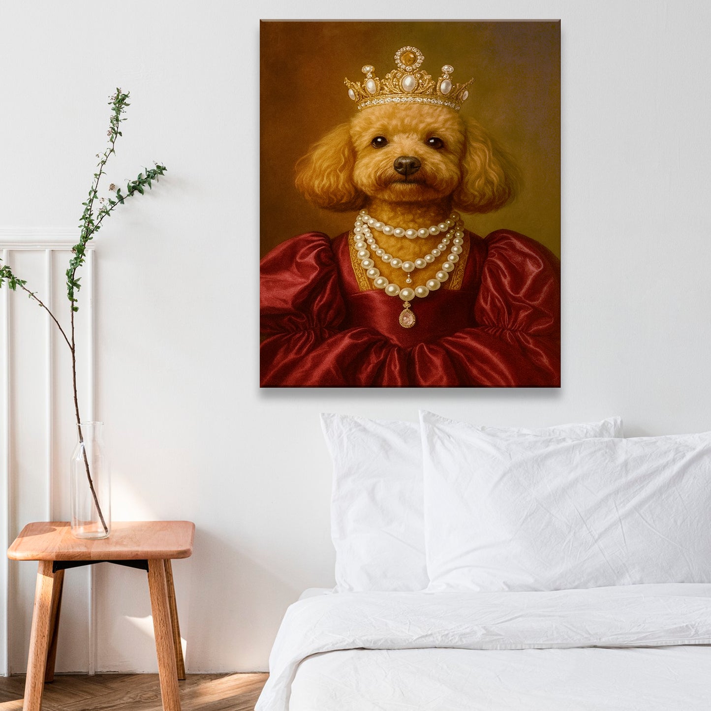 Custom Photo Queen Dog With Crown Canvas Gift For Dog Lovers