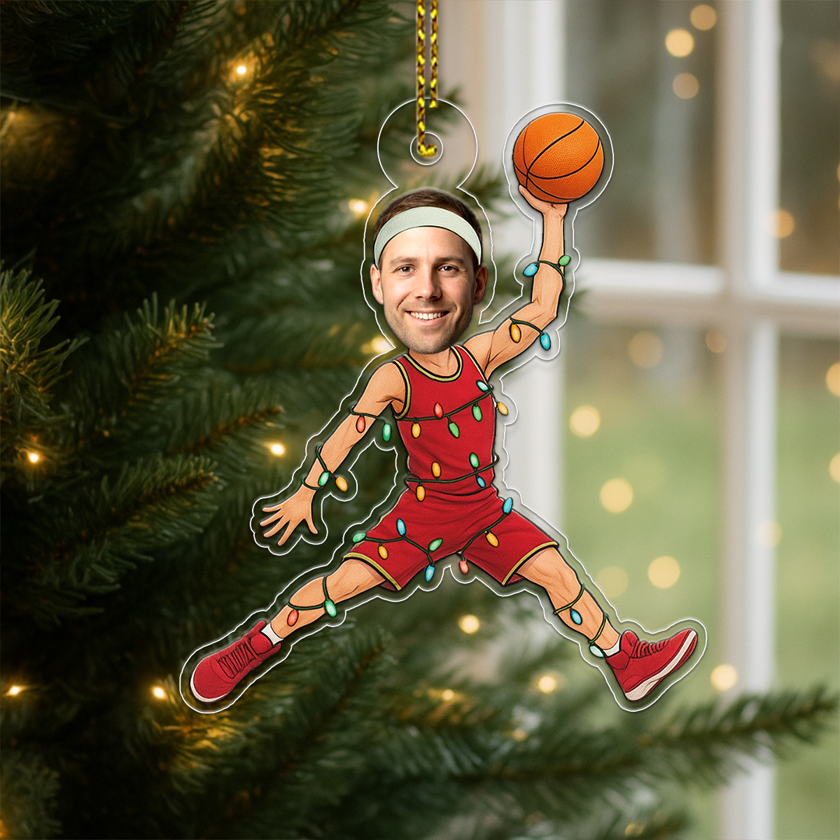 Custom Photo Christmas Basketball Players Acrylic Ornament Christmas Gift