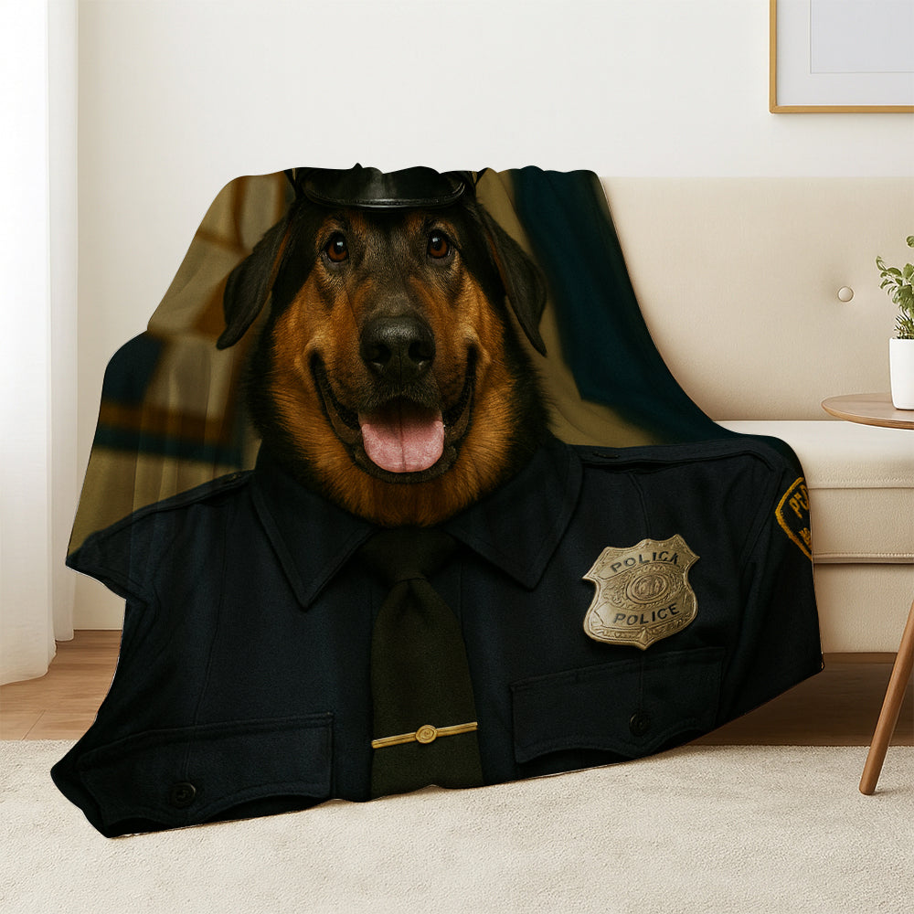 Custom Photo Police Dog BlanketGift For Dog Lovers