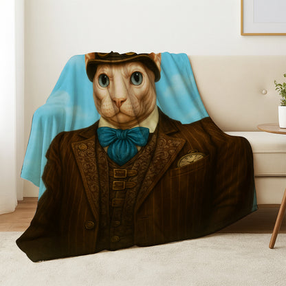 Custom Photo Pilot Cat Blanket Gift For Cat Lovers