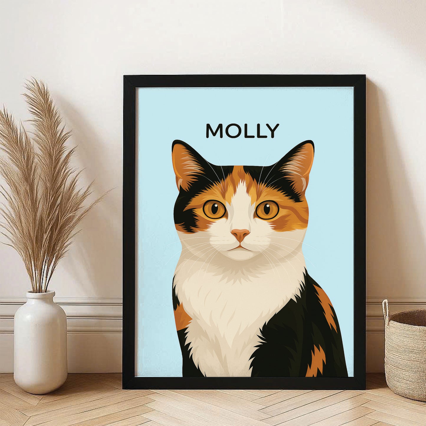 Custom Photo Minimalist Classic Cat Canvas Framed Wall Art Gift For Cat Lovers