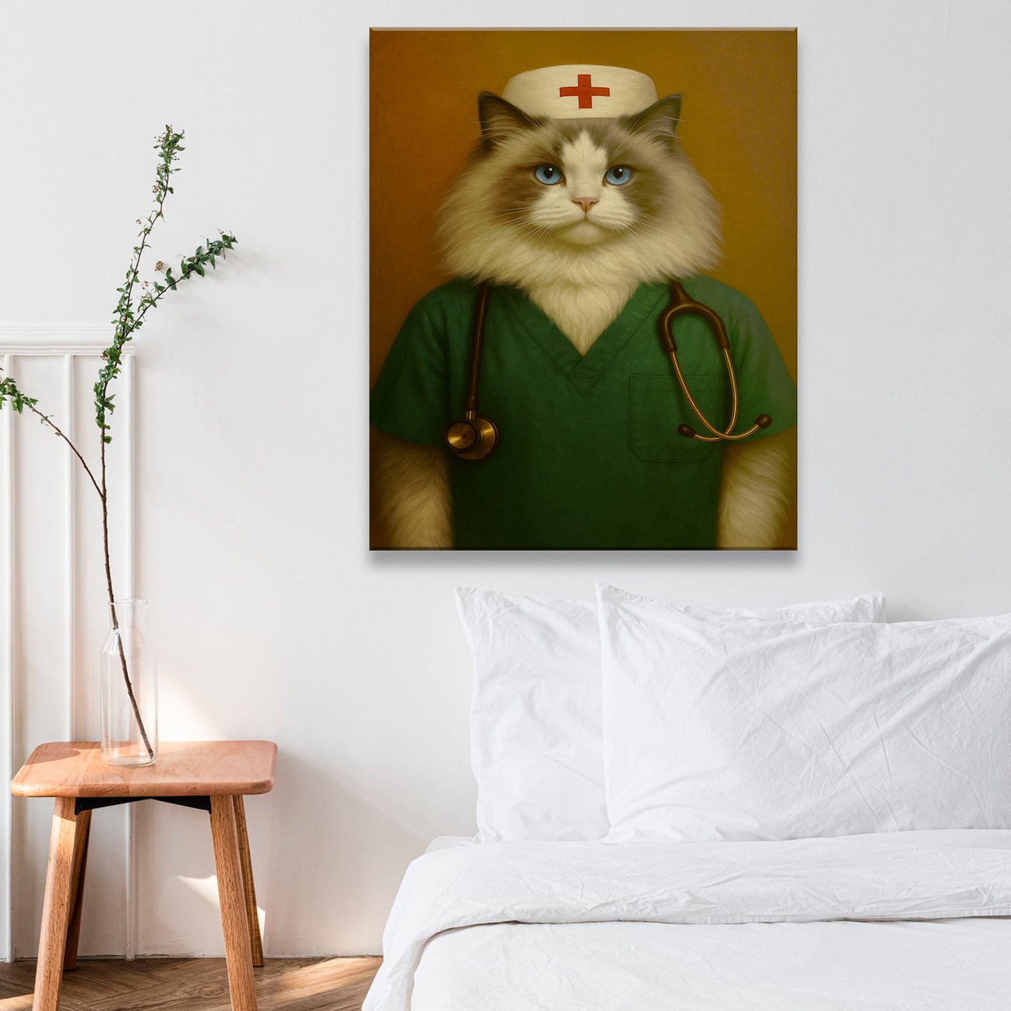 Custom Photo Nurse Cat Canvas Gift For Cat Lovers