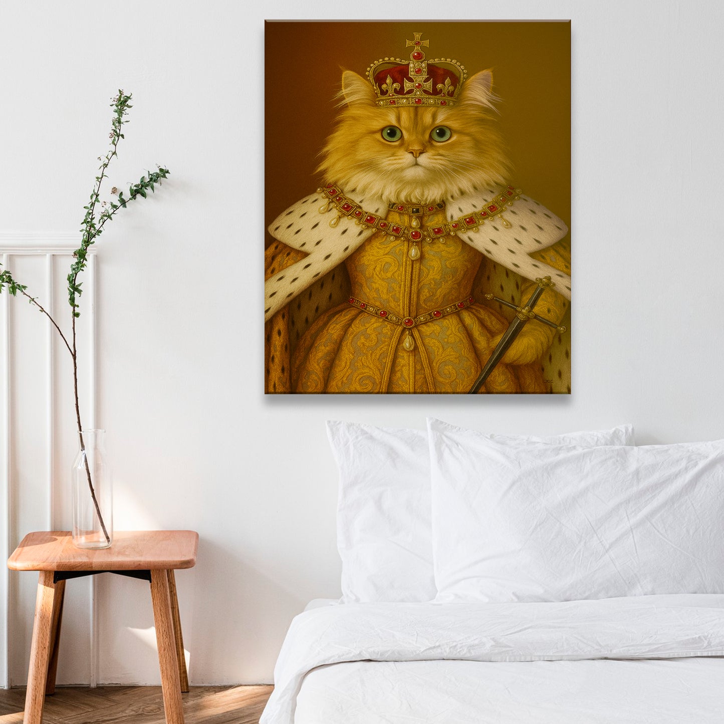 Custom Photo Crowned Queen Cat Canvas Gift For Cat Lovers