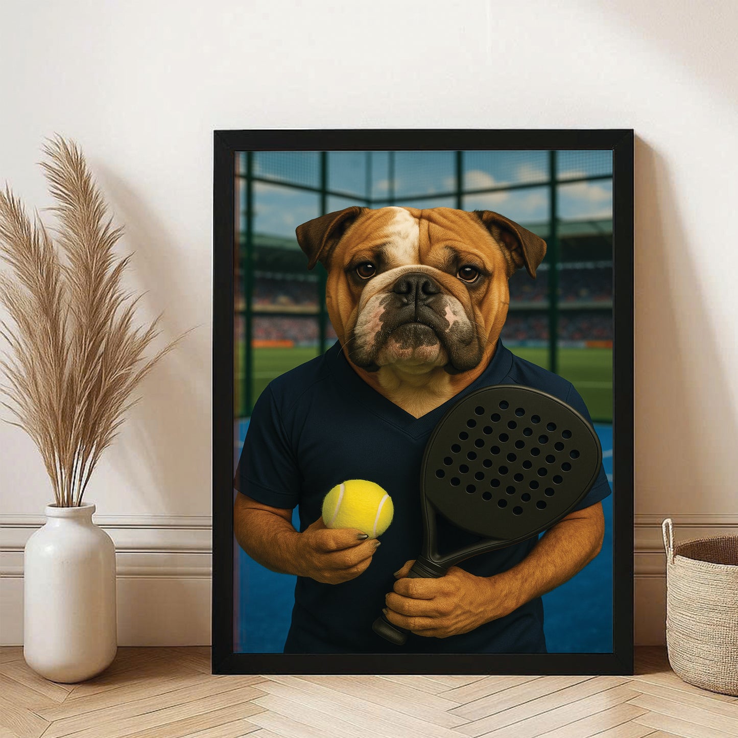 Custom Photo Paddle Player Dog Canvas Framed Wall Art Gift For Dog Lovers