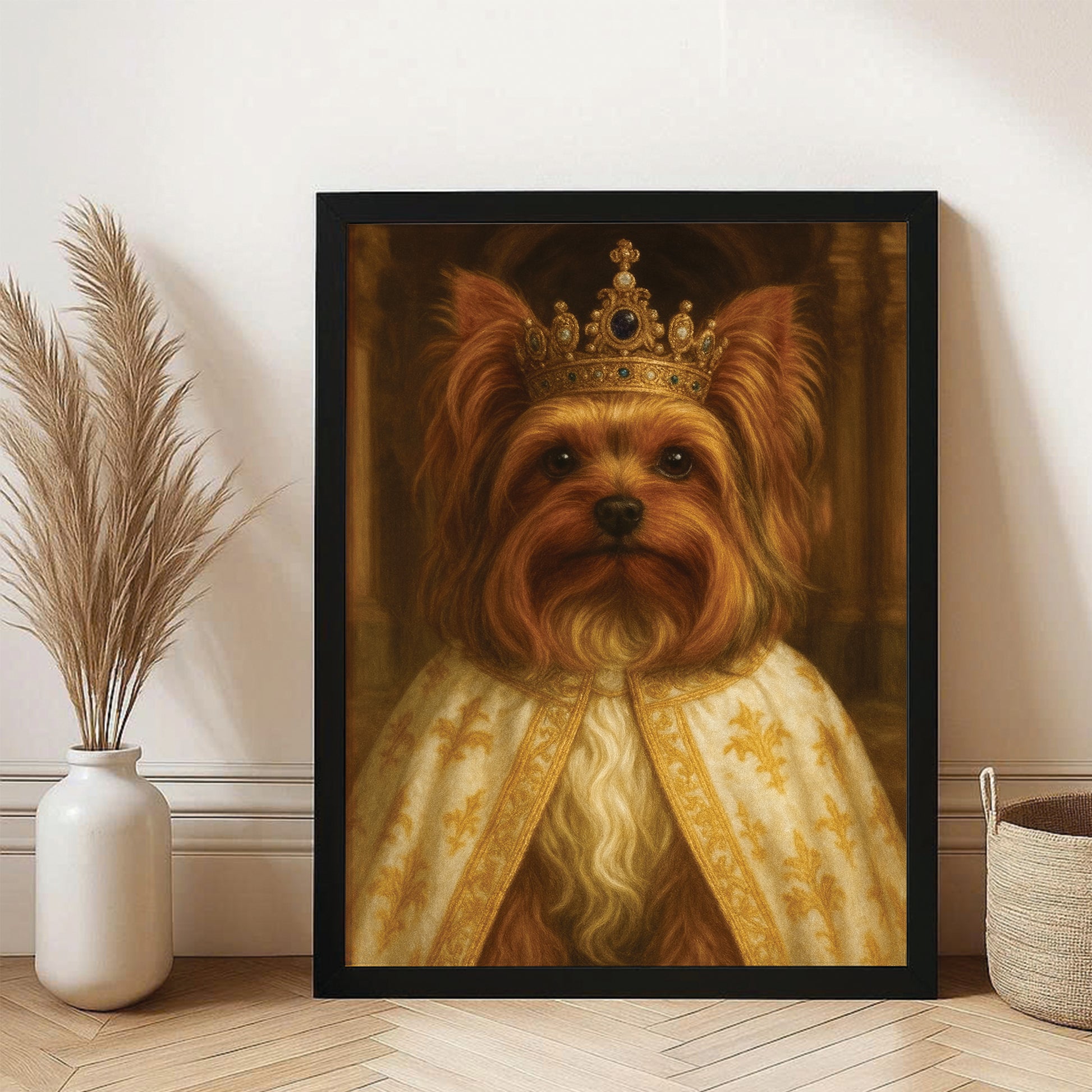 Custom Photo Dog Royal Style 07 Canvas Framed Wall Art Gift For Dog Lovers