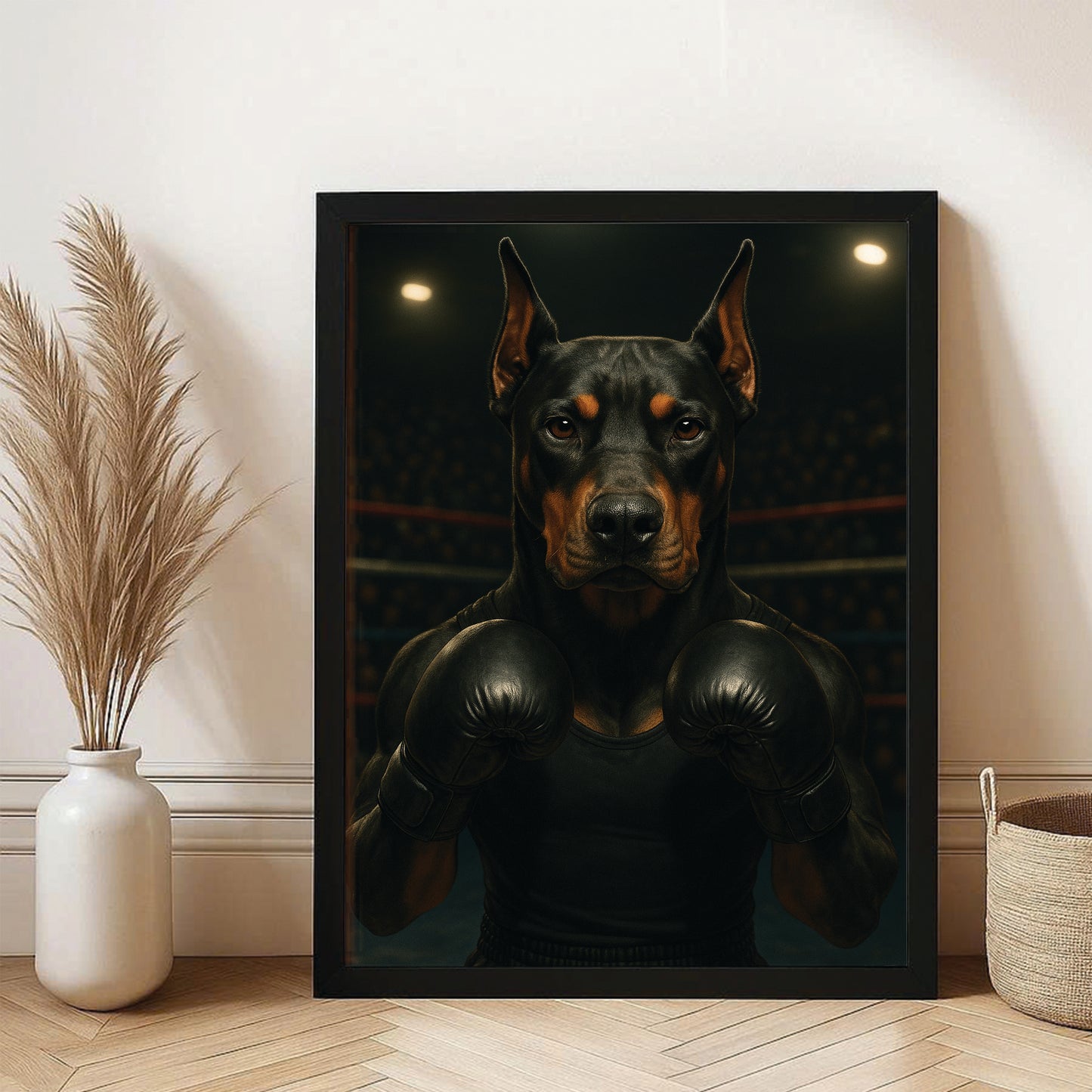 Custom Photo Boxing Dog Canvas Framed Wall Art Gift For Dog Lovers