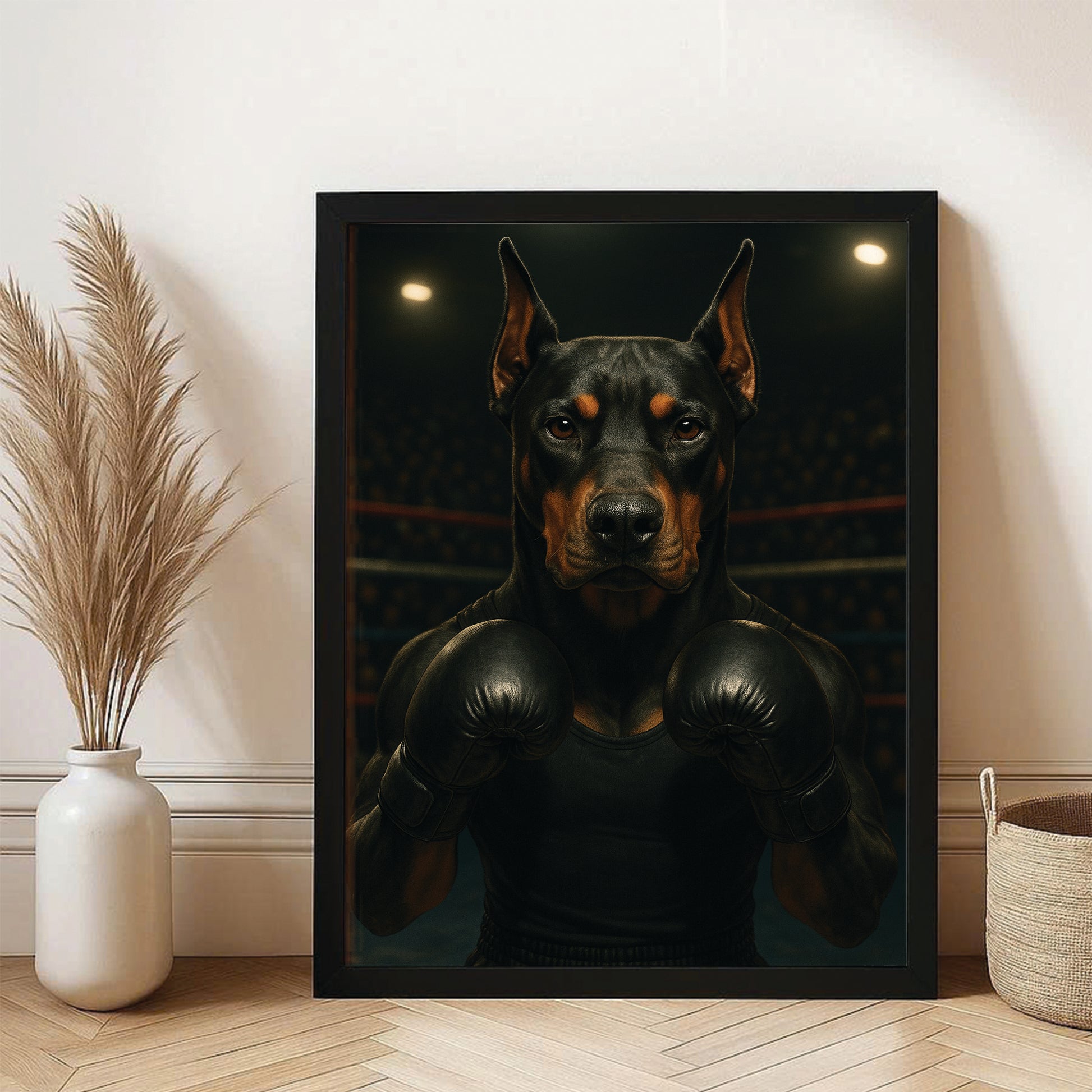 Custom Photo Boxing Dog Canvas Framed Wall Art Gift For Dog Lovers