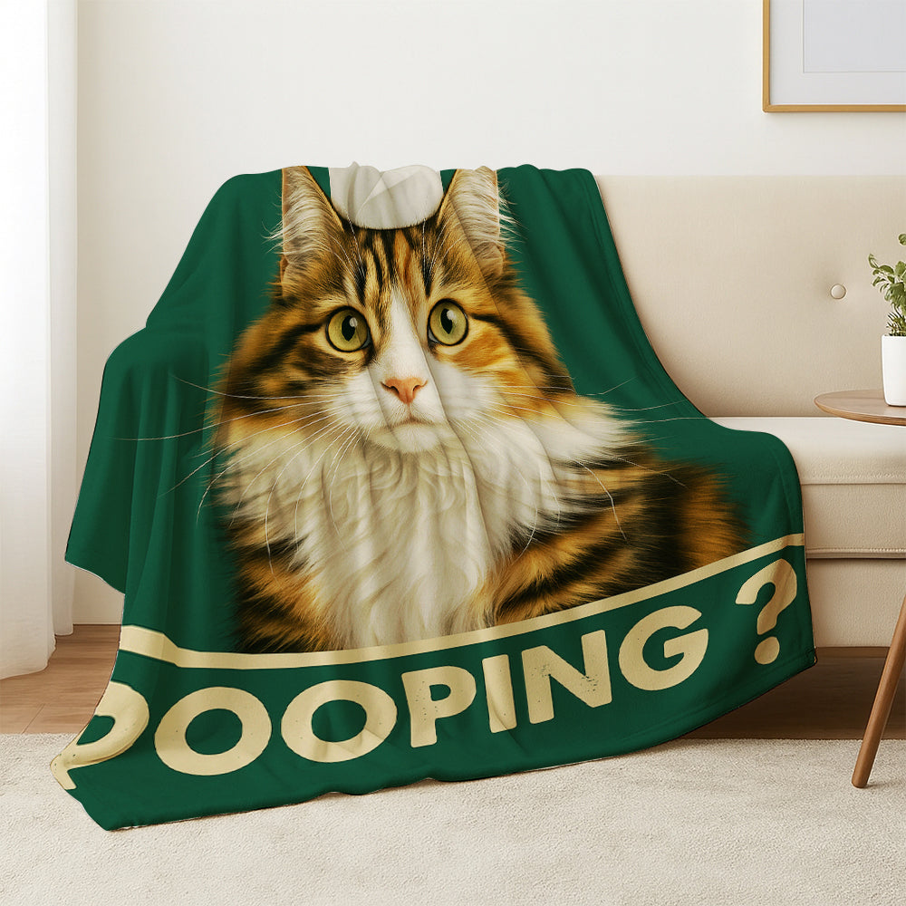 Custom Photo Funny Cat In Bathroom Blanket