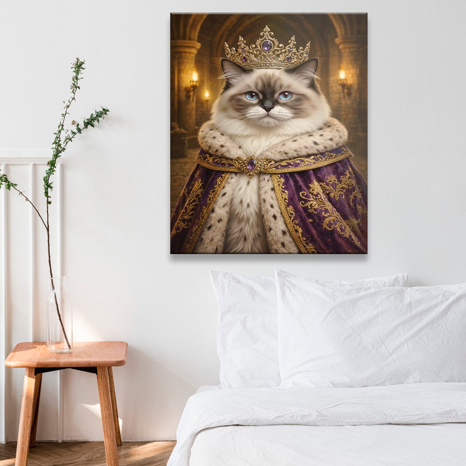 Custom Photo Queen King Cat Canvas Gift For Cat Lovers