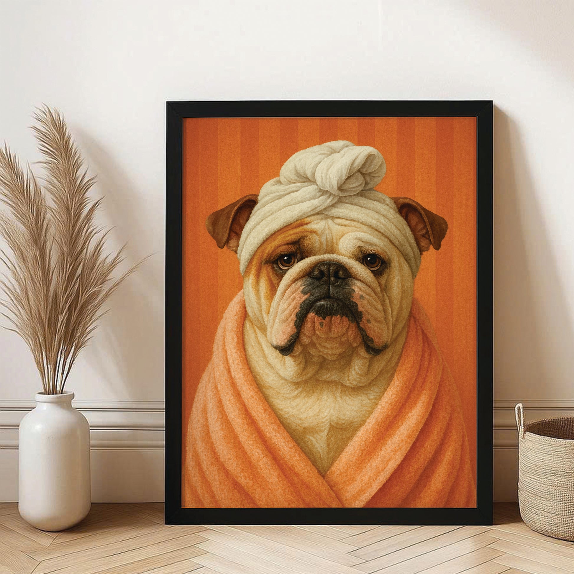 Custom Photo Dog Bathroom Style 17 Canvas Framed Wall Art Gift For Dog Lovers